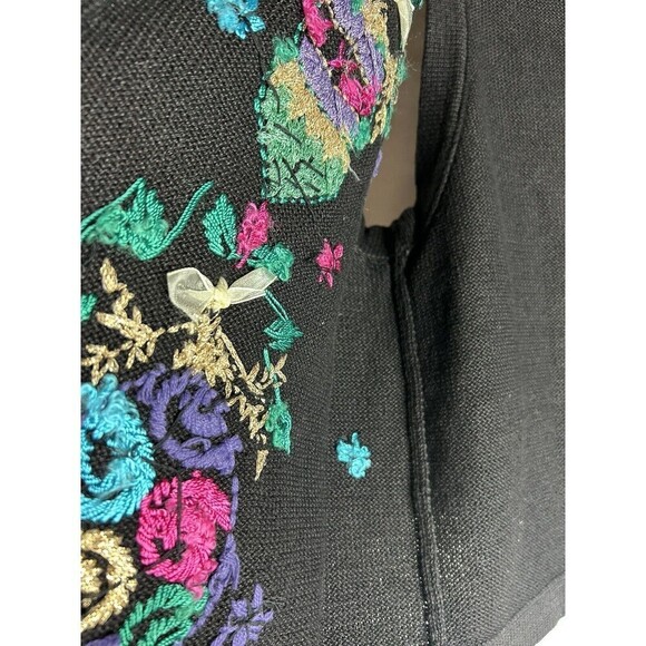 Christmas Vest Beaded Embroidered Ornaments By Arriviste Black Multi Size Medium - Picture 9 of 12